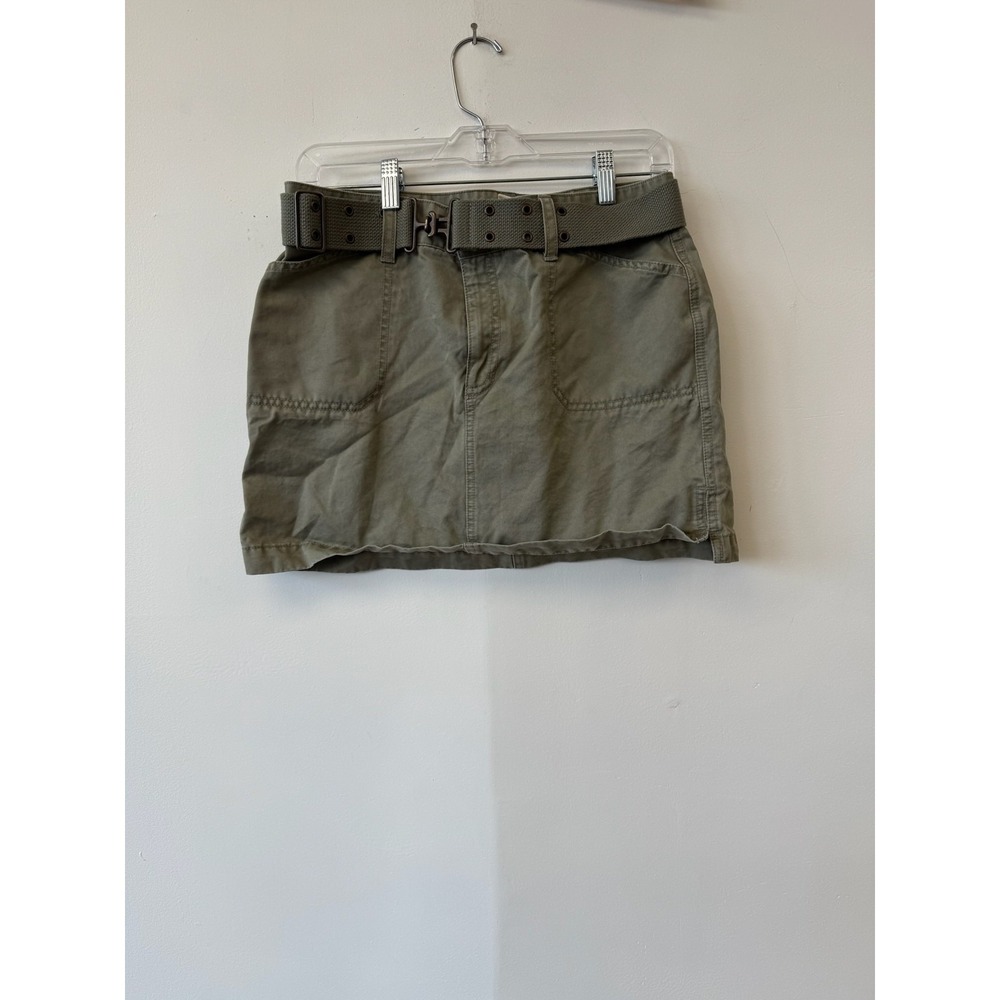 Vintage Old Navy Skirt Womens 6 Green Cargo Mini Belted Utility‎ Pockets Casual